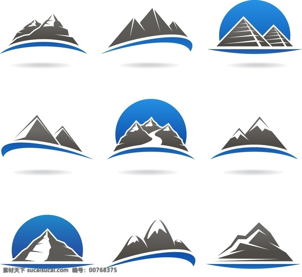 山峰图标 山峰 山峦 雪山 远山 卡通背景 漫画 矢量 图标 标志 标签 logo 小图标 标识标志图标