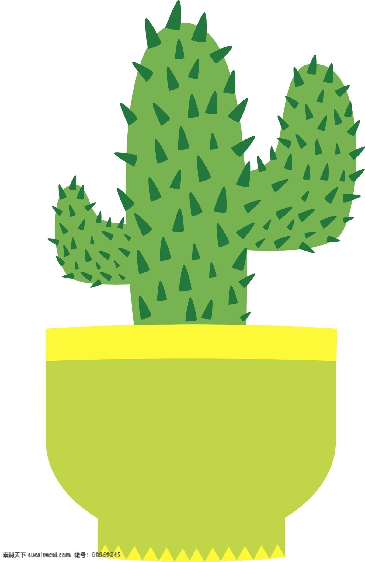 小 清新 植物 盆栽 插画 卡通 创意 扁平 商用 仙人掌 图案 创意植物手绘 黄色绿色 矢量 图标 绿色 可爱 简约