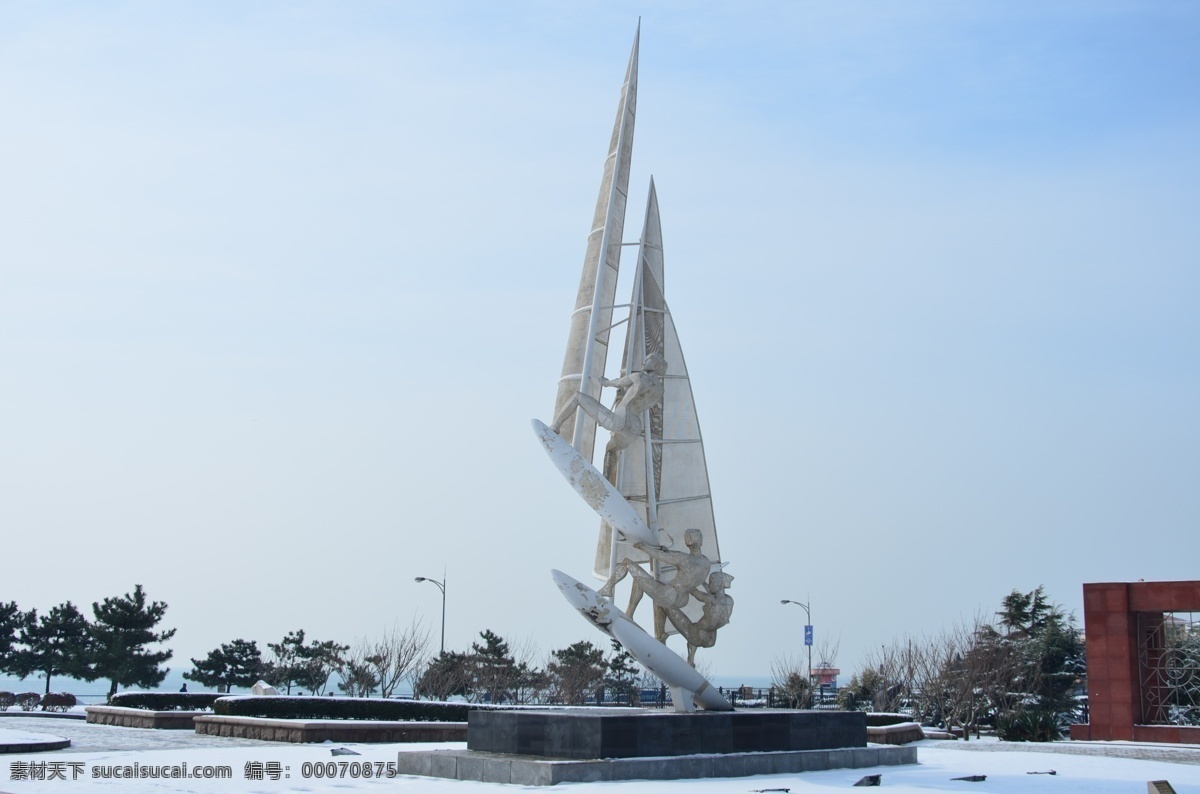 乘风破浪 雕塑 帆船帆板 青岛 海 趣园 雪景 雕塑系列 建筑园林