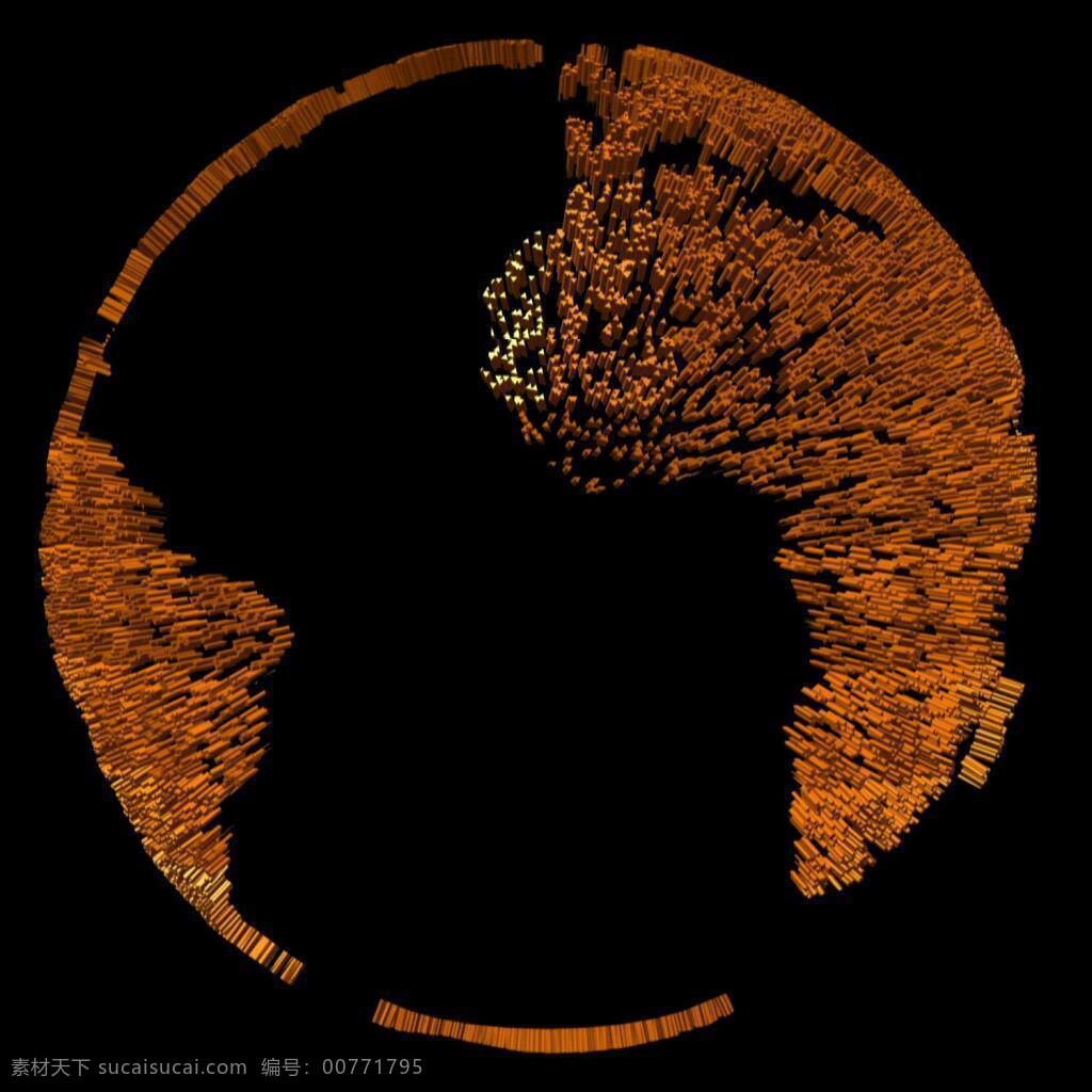 橙色 地球 形态 旋转 视频 特效 模型 刺眼 耀斑 星空 宇宙 科技 科幻 太空