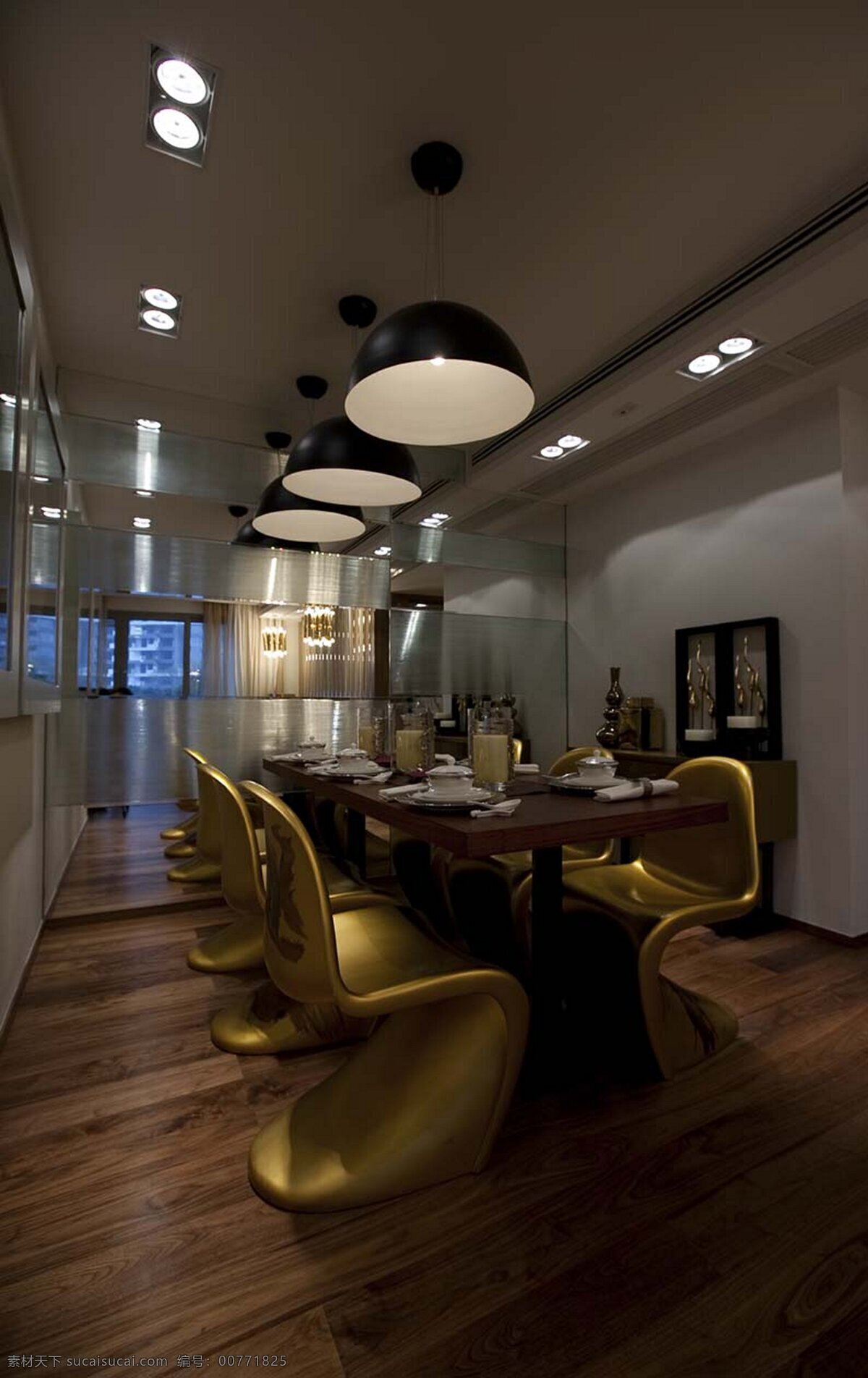 简约 风 室内设计 餐厅 吊顶 效果图 现代 餐桌 吊灯 金色调 家装