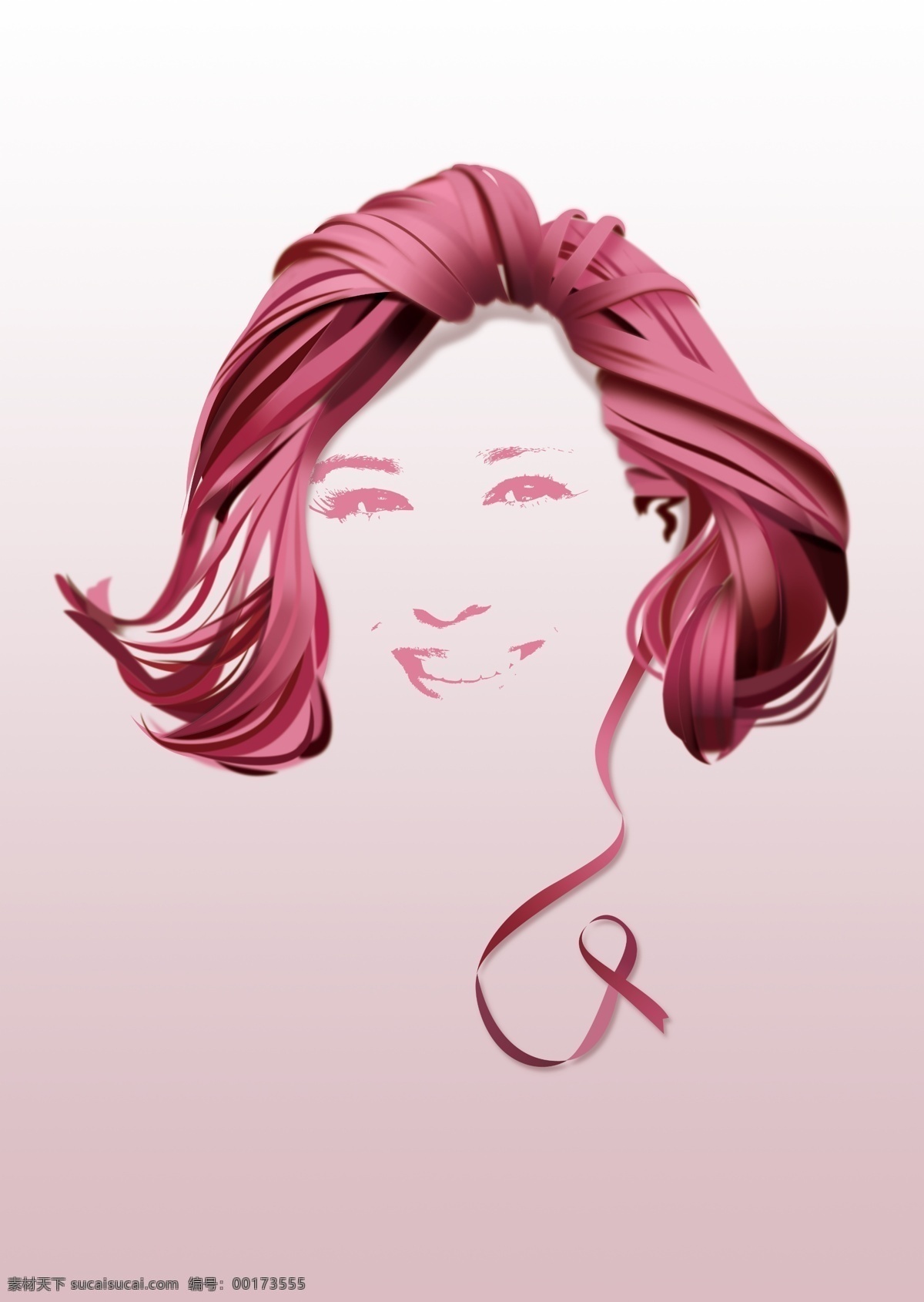 关爱乳腺癌 粉红丝带 乳腺癌 女 丝带 粉红 关爱 笑容 微笑 医学 鼓励 坚强 妇女 化疗 分层 人物