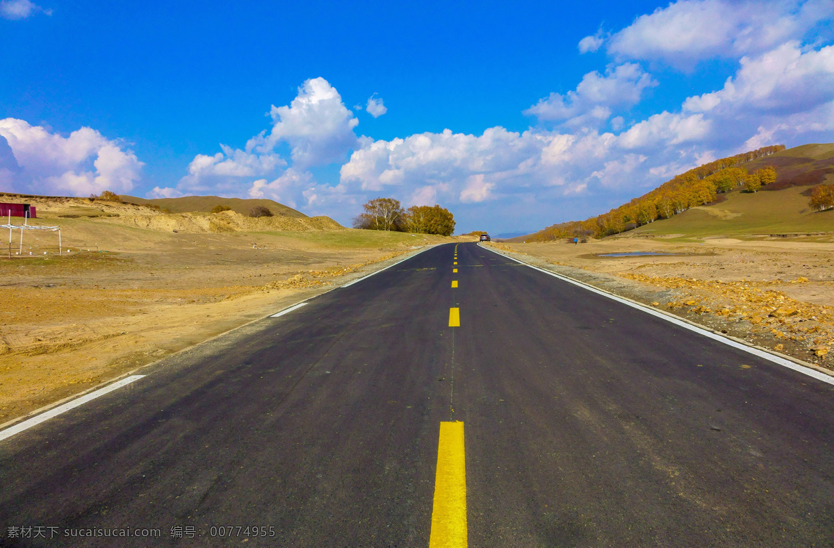 大漠公路 公路 公路景观 柏油路 蓝天 白云 旅游摄影 人文景观
