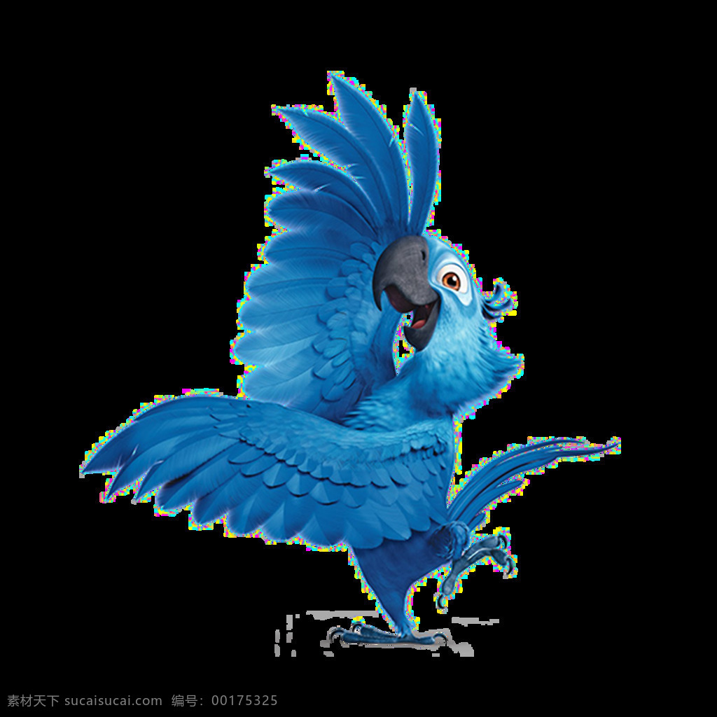 蓝色 鹦鹉 跳舞 元素 可爱 蓝色鹦鹉 翅膀 免抠