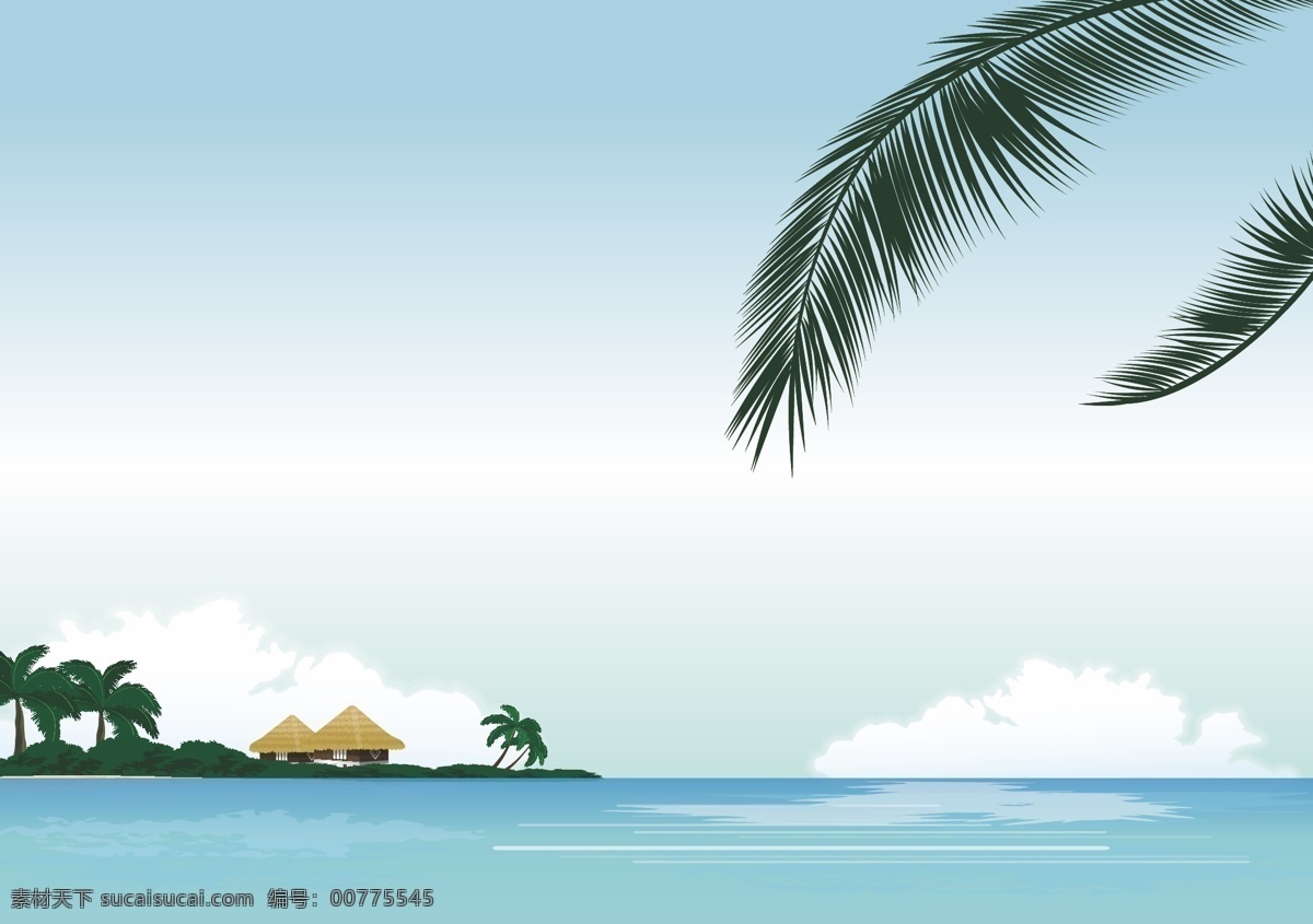 矢量 清新 海岛 度假旅游 背景 蓝色 度假 旅游 海景 海报