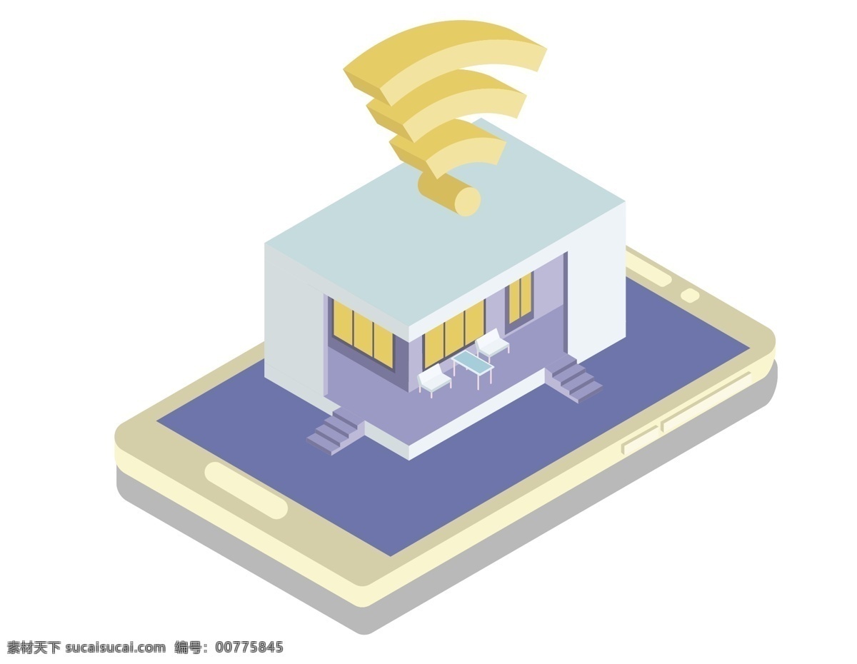 卡通 手机 信号 元素 小清新 wifi 家园 手绘 ai元素 矢量元素