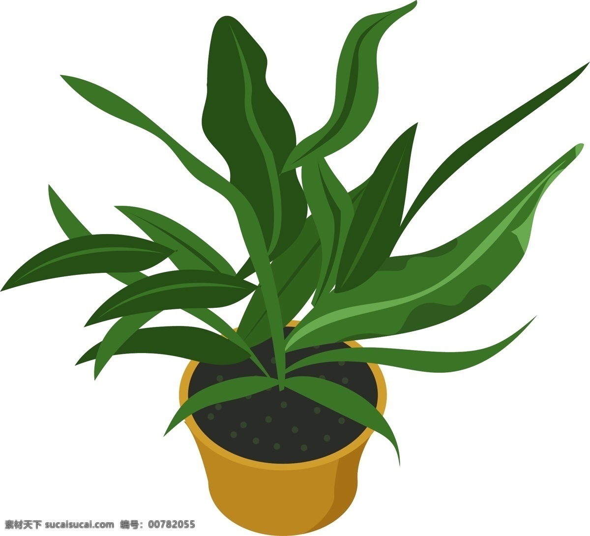 绿色 的卡 通 盆栽 插画 黄色的花盆 绿色的植物 卡通植物插画 盆栽插画 盆景 精美的盆栽 创意植物插画