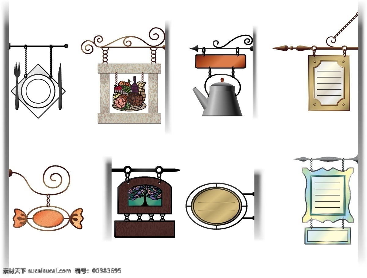 标识标志图标 叉子 茶壶 刀子 吊牌 告示牌 公告牌 古典 广告牌 餐厅 公告 牌 矢量 盘子 指示牌 路牌 门牌 布告板 提示 提醒 注意 通知 空白 怀旧 时尚 招牌 图标矢量主题 小图标 psd源文件