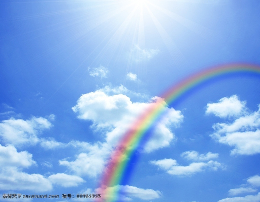 彩虹 雨后彩虹 人造彩虹 阳光明媚 阳光 美丽彩虹 蓝天 白云 蓝天白云 自然风光 自然景观