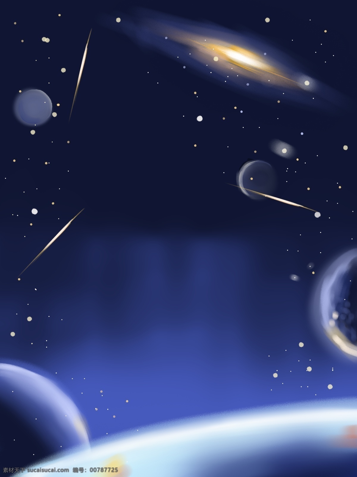 宇宙 星空 背景 蓝色 流星 星空背景 唯美 手绘背景 通用背景 psd背景 促销背景 背景展板图 背景图