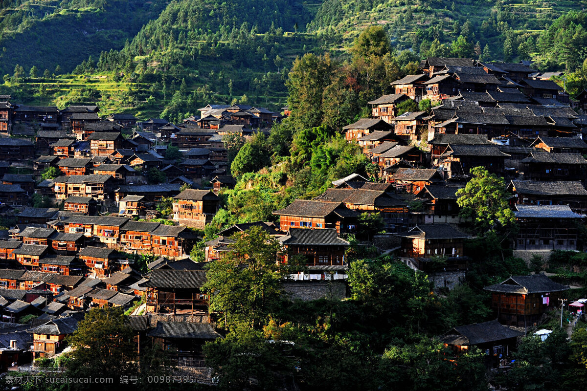 唯美 风景 风光 旅行 人文 贵州 千户苗寨 苗寨 苗族建筑 西江千户苗寨 苗族风情寨子 旅游摄影 国内旅游