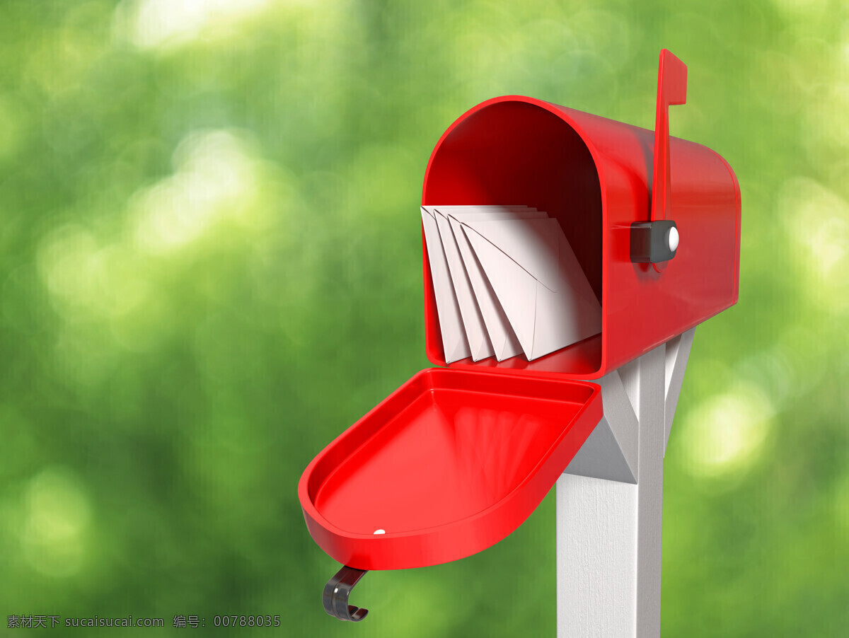 红色 邮箱 信件 红色邮箱 光斑背景 其他类别 生活百科