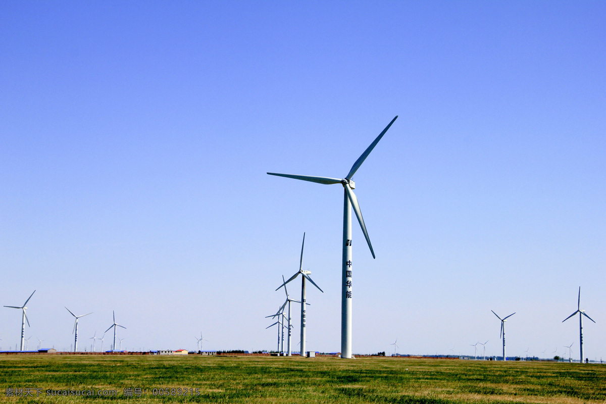 风电场远望 风力 发电 远望 工业生产 现代科技