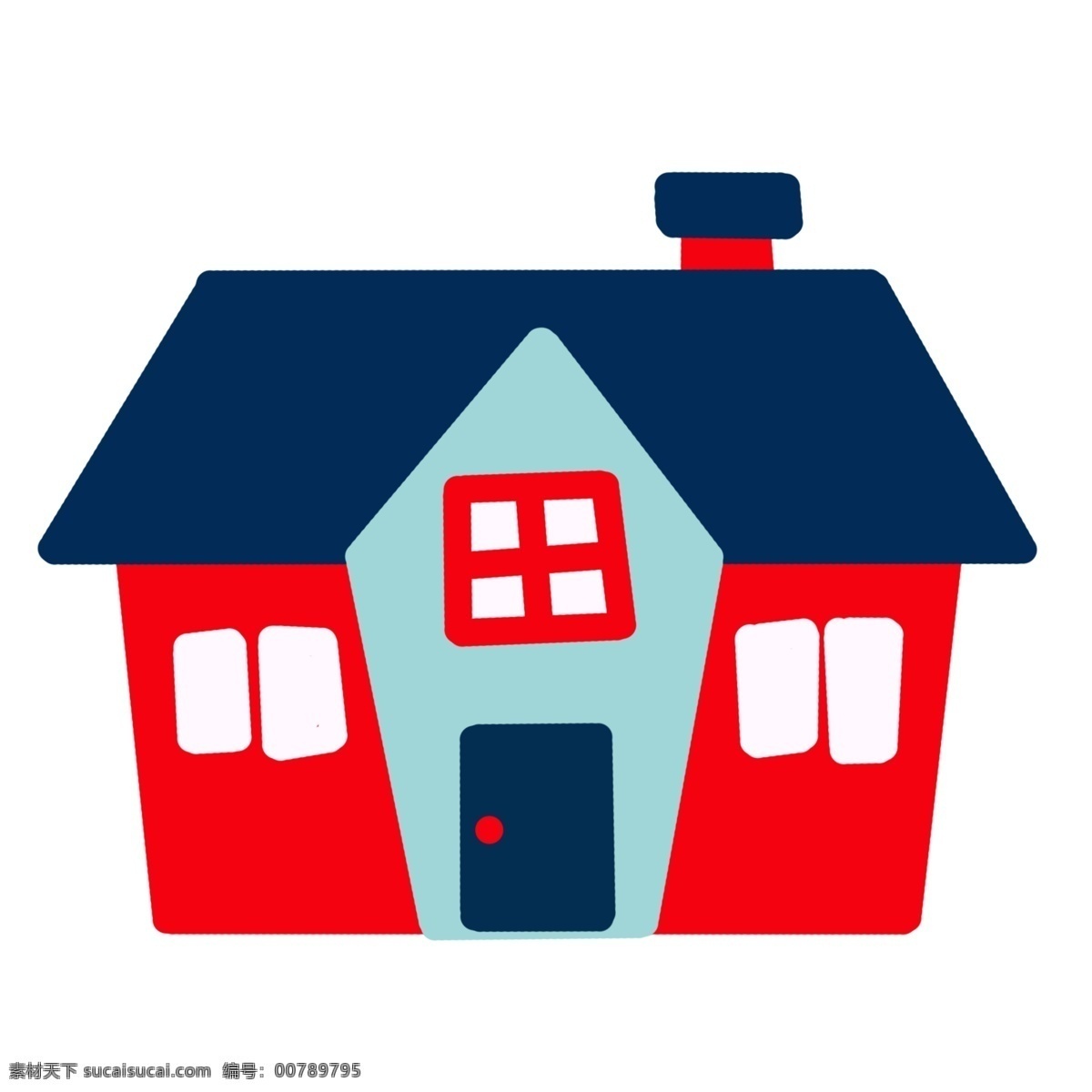 红色 创意 房屋 插图 蓝色的门 红色房屋 图案房屋 农村房屋 简约的房屋 卡通房屋 立体房屋 装饰房屋
