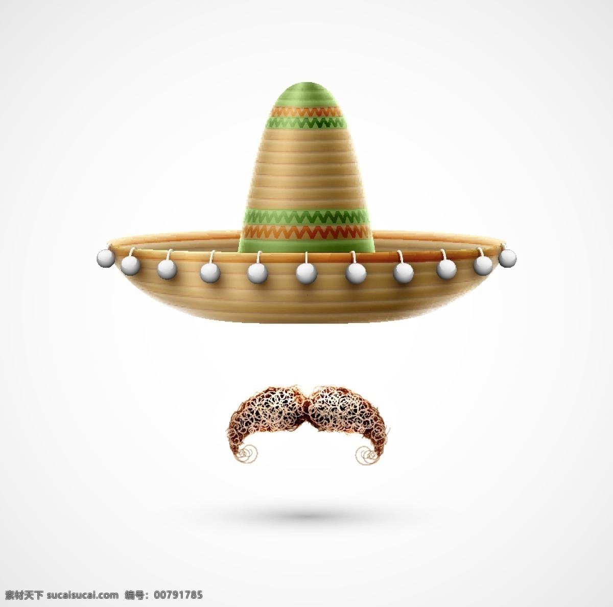 墨西哥 帽子 胡子 背景 墨西哥国旗 矢量图案 边框底纹 背景图案 生活百科 矢量素材 白色