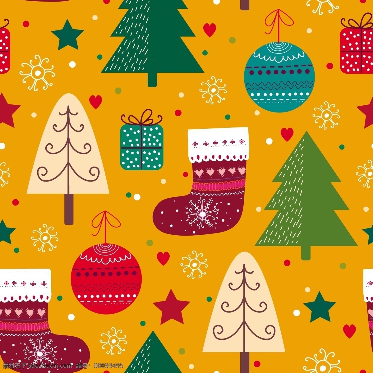 圣诞装饰图案 圣诞节 无缝背景 雪花 卡通圣诞树 圣诞袜 圣诞礼物 圣诞海报背景 2015 年 新年 羊年 文化艺术 节日庆祝 矢量