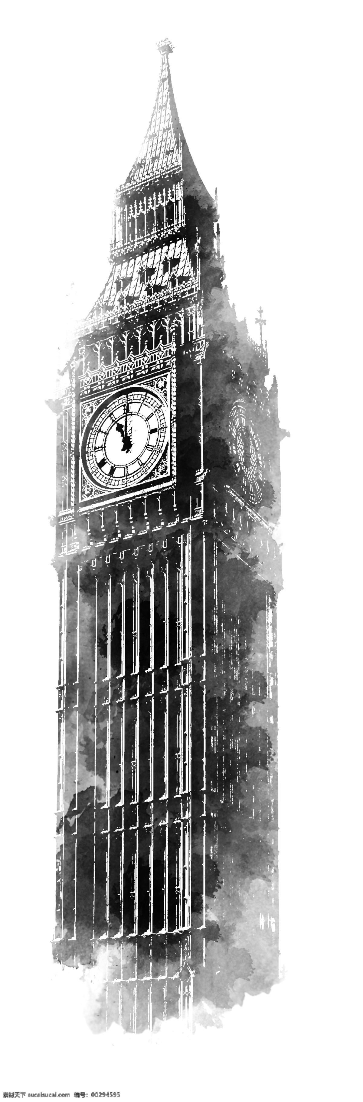伦敦 钟楼 建筑 英国 欧洲建筑 大钟楼 风景 分层 源文件
