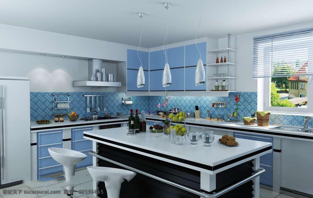 时尚家居 厨房 模型 古典欧式 室内设计 装修效果图 别墅厨房 家居装饰素材