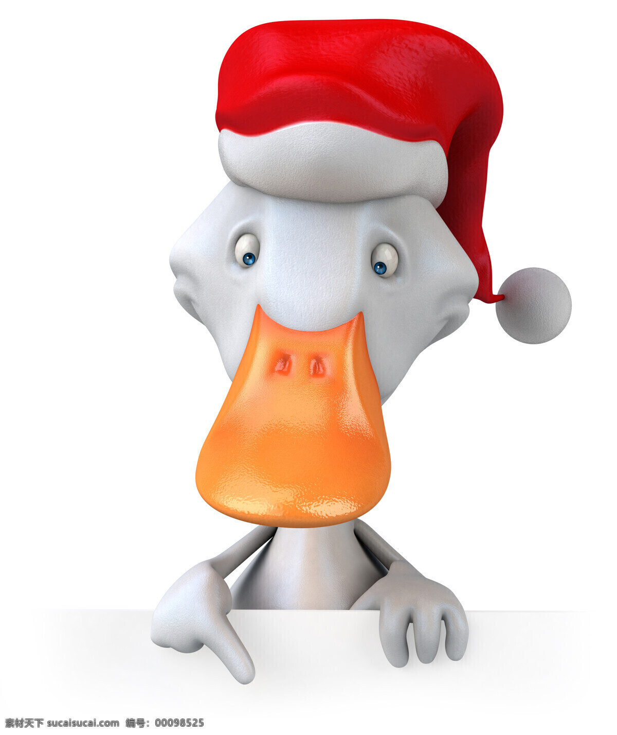 3d 动物图片 3d设计 卡通动物 圣诞节 圣诞帽 鸭子 3d动物 3d模型素材 其他3d模型