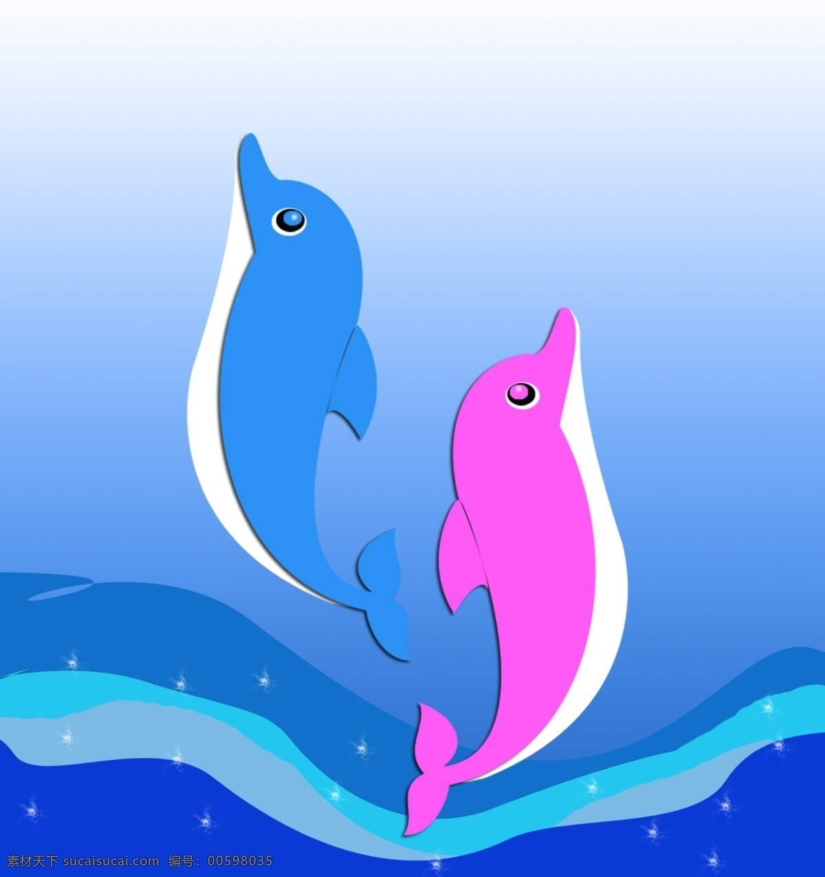 卡通海豚 海豚 源文件 分层 海豚素材下载 双海豚 超大图