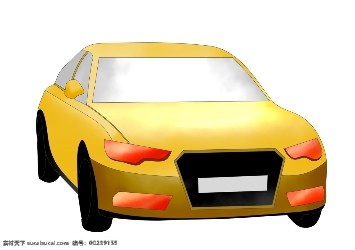 黄色 汽车 正面图 插画 机动车 小轿车 黄色汽车 黄色小轿车 小车 一辆黄色小车