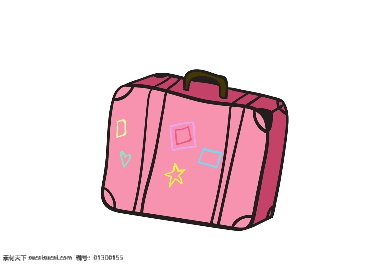 可爱 矢量 粉色 手提箱 卡通