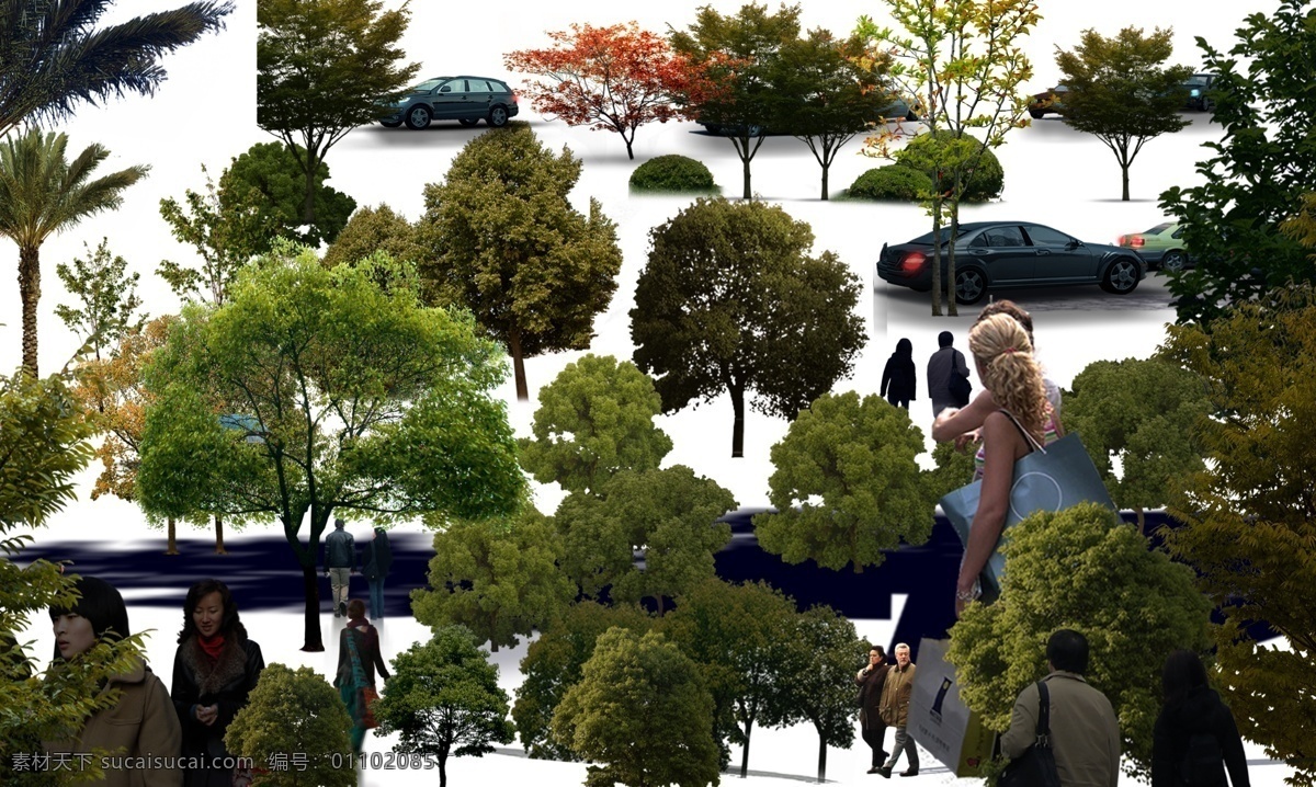 分层 后期素材 绿化 汽车 效果图 后期 效果图素材 源文件 模板下载 人绿树 透视人 透视树 装饰素材 园林景观设计