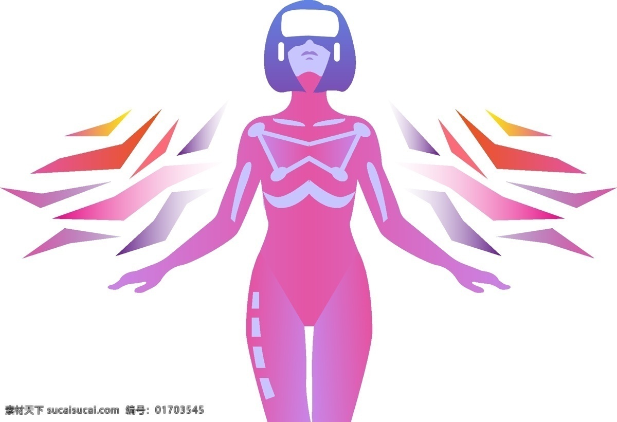 简约 创意 女性 vr 矢量图 科幻 炫酷 朋克