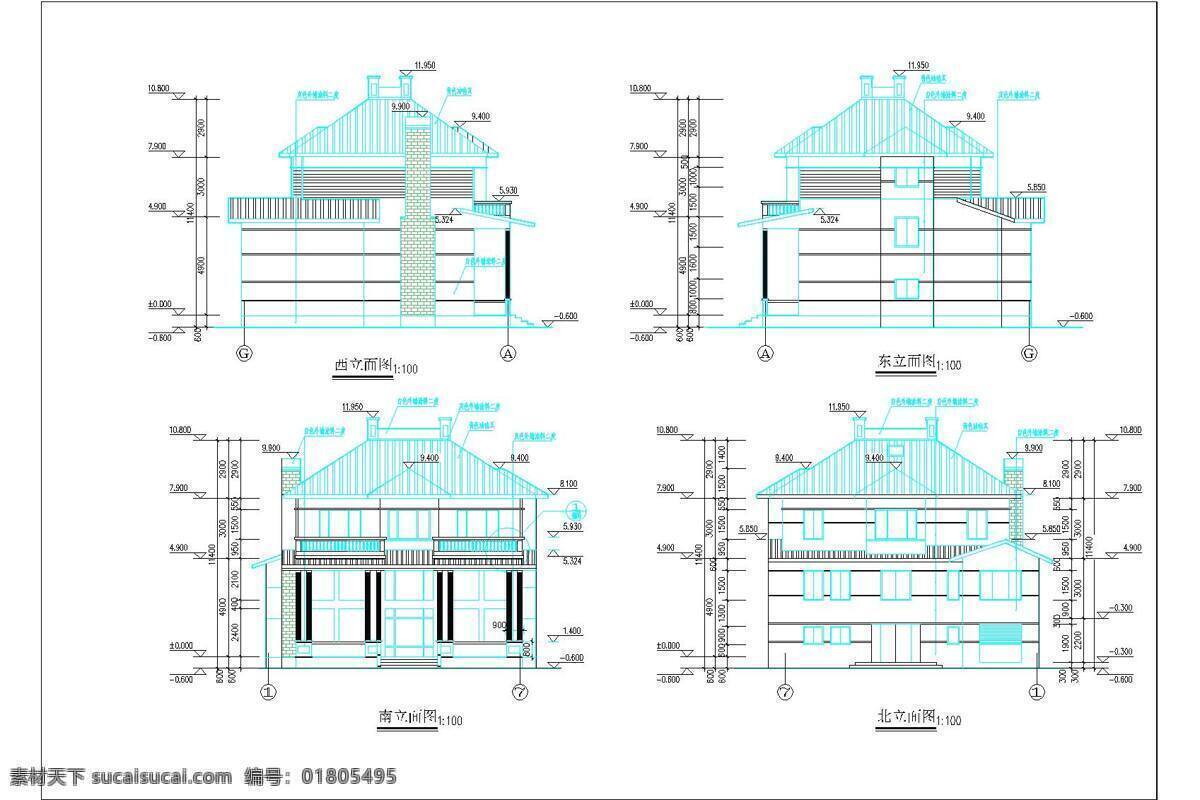 新式 庭院 别墅 户型 图 cad素材 cad图纸 别墅设计图 建筑图纸 双层 设计图 cad图下载 cad