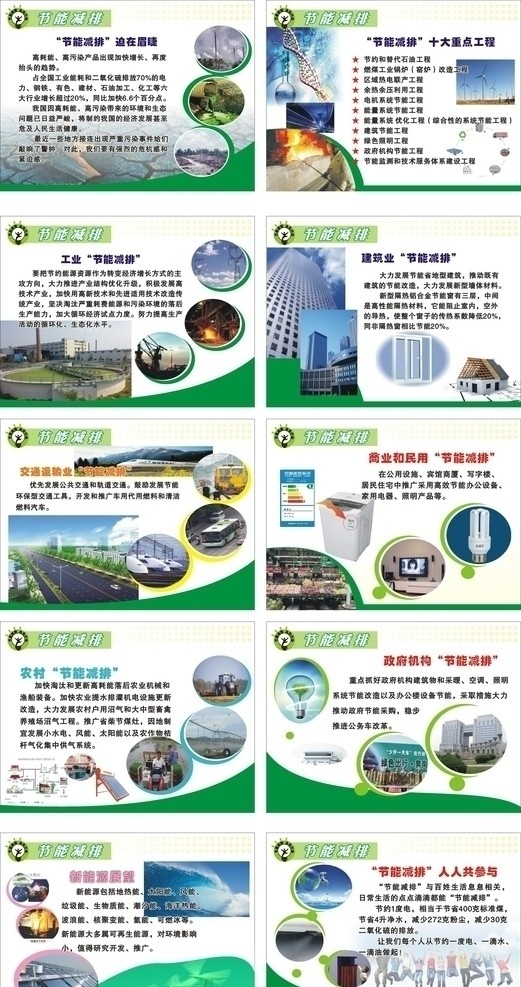 节能 减排 宣传栏 节能减排 全民行动 农村节能 工业节能 政府节能 交通节能 人人参与 商业 民用 环保 生活百科 矢量