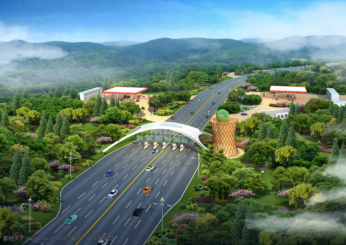 高速公路 收费站 园林景观 园艺设计 建筑设计 3d 效果图 环境家居