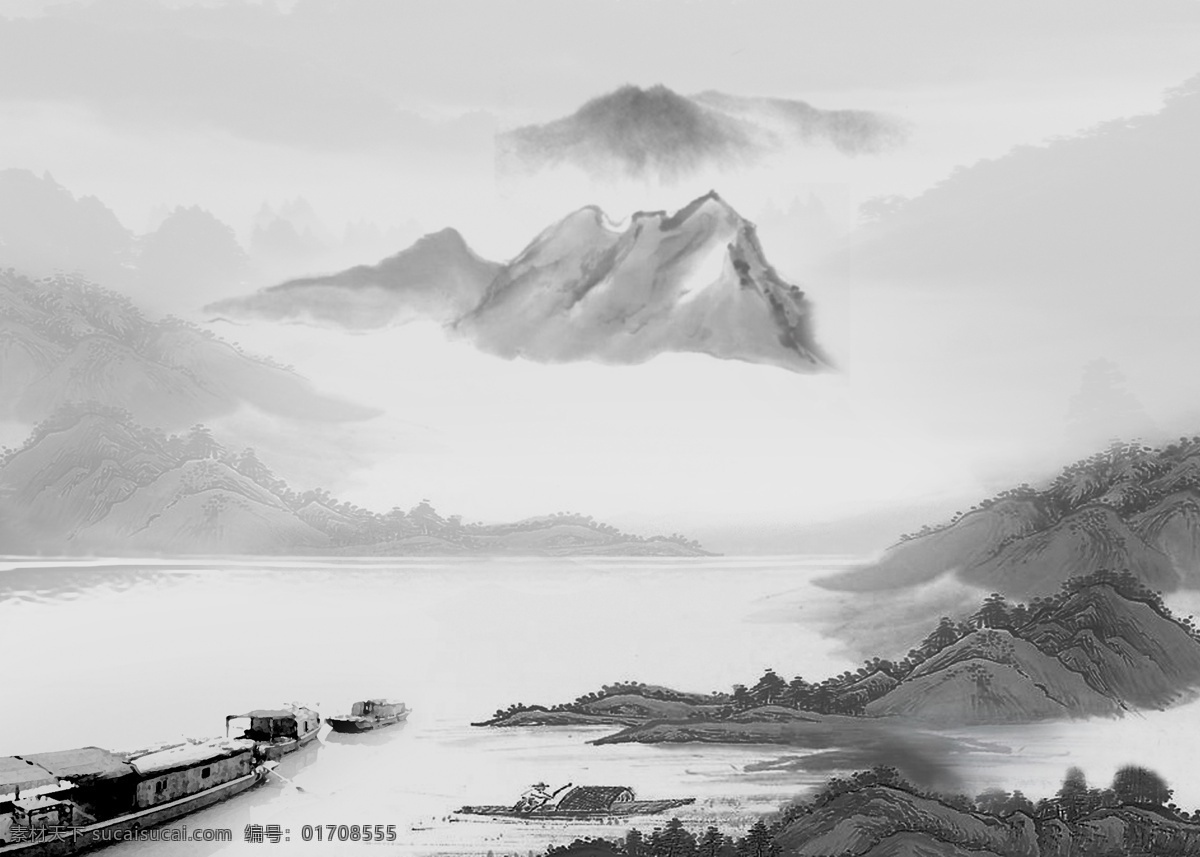 分层 广告设计模板 画册 画册设计 龙 水墨山 水墨山水 源文件 水墨 山 模板下载 其他画册整套