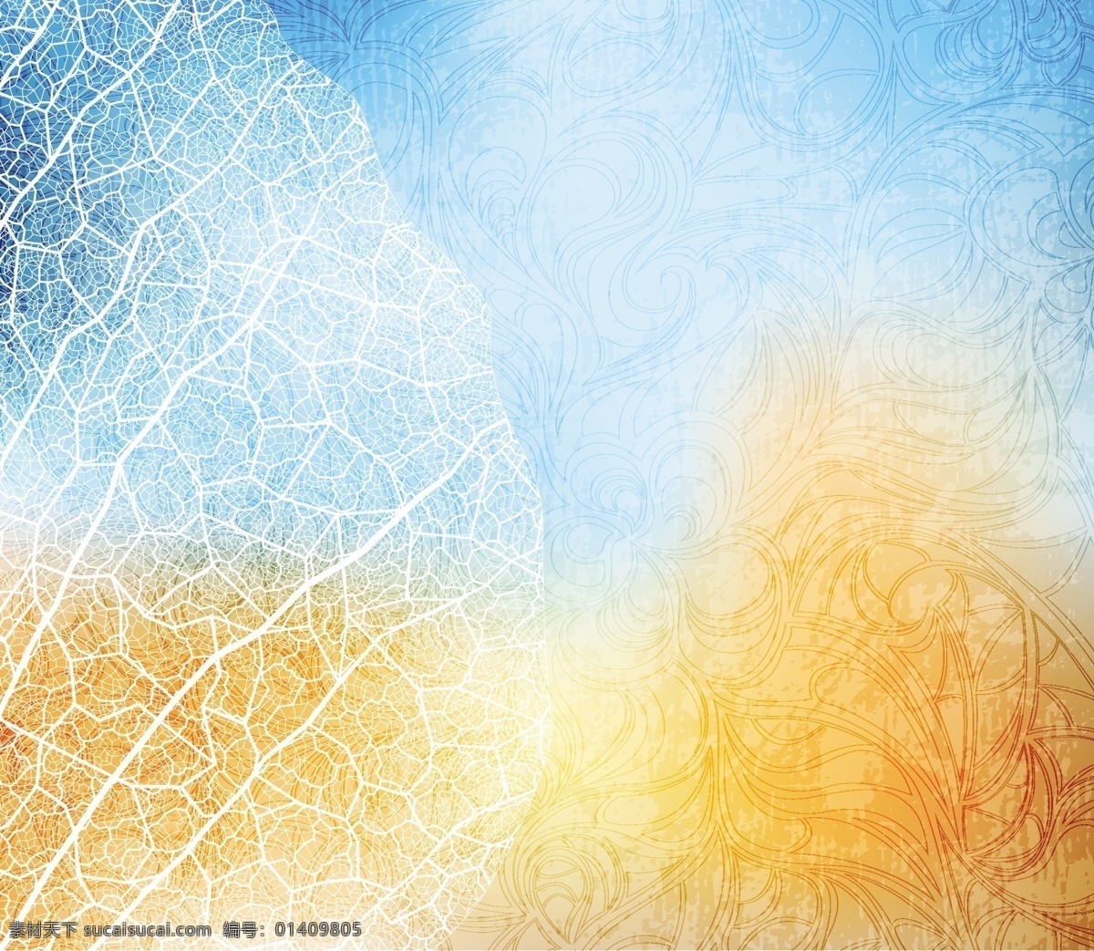 绚丽 剪影 背景 矢量 插画 花纹 矢量素材 树叶 线条 叶落 叶脉 矢量图 其他矢量图