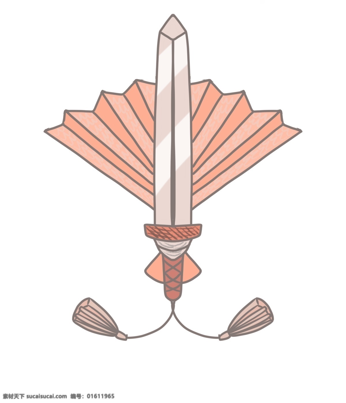 扇形 刀剑 装饰 插图 古剑