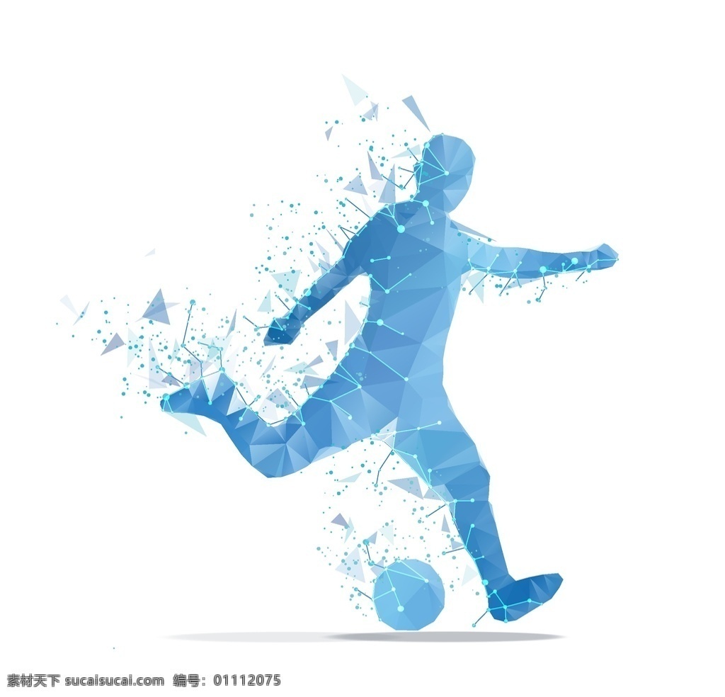 运动员剪影 运动员 剪影 矢量 足球运动员 踢足球 足球 蓝色 免抠 免抠元素 设计元素