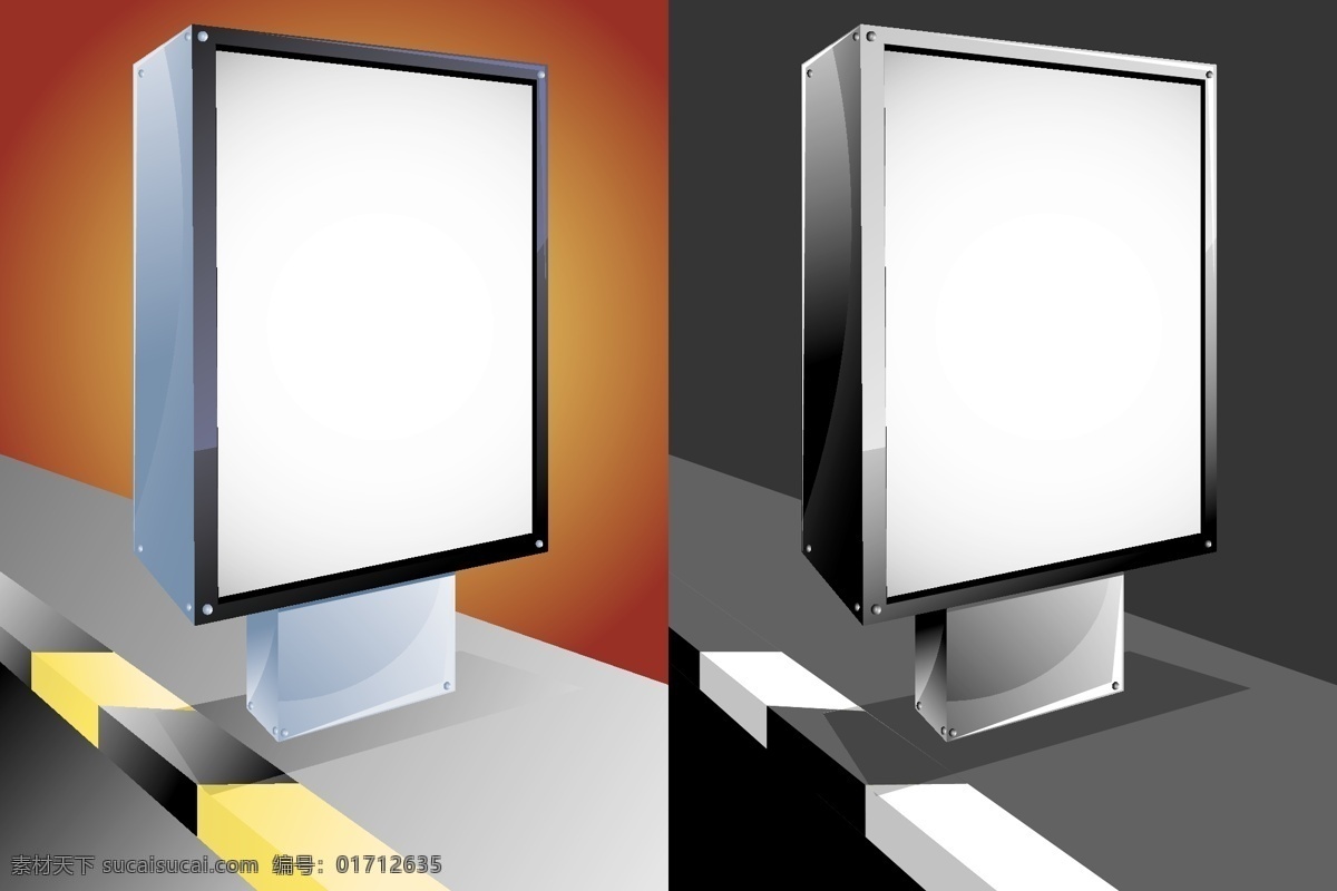 广告灯箱 矢量 广告牌 模 eps格式 灯箱 广告牌模板 户外广告 路边 矢量素材 矢量图