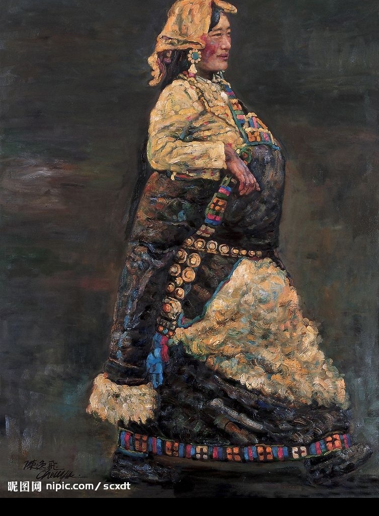 藏女 陈逸飞 油画 美丽 女人 文化艺术 绘画书法 设计图库
