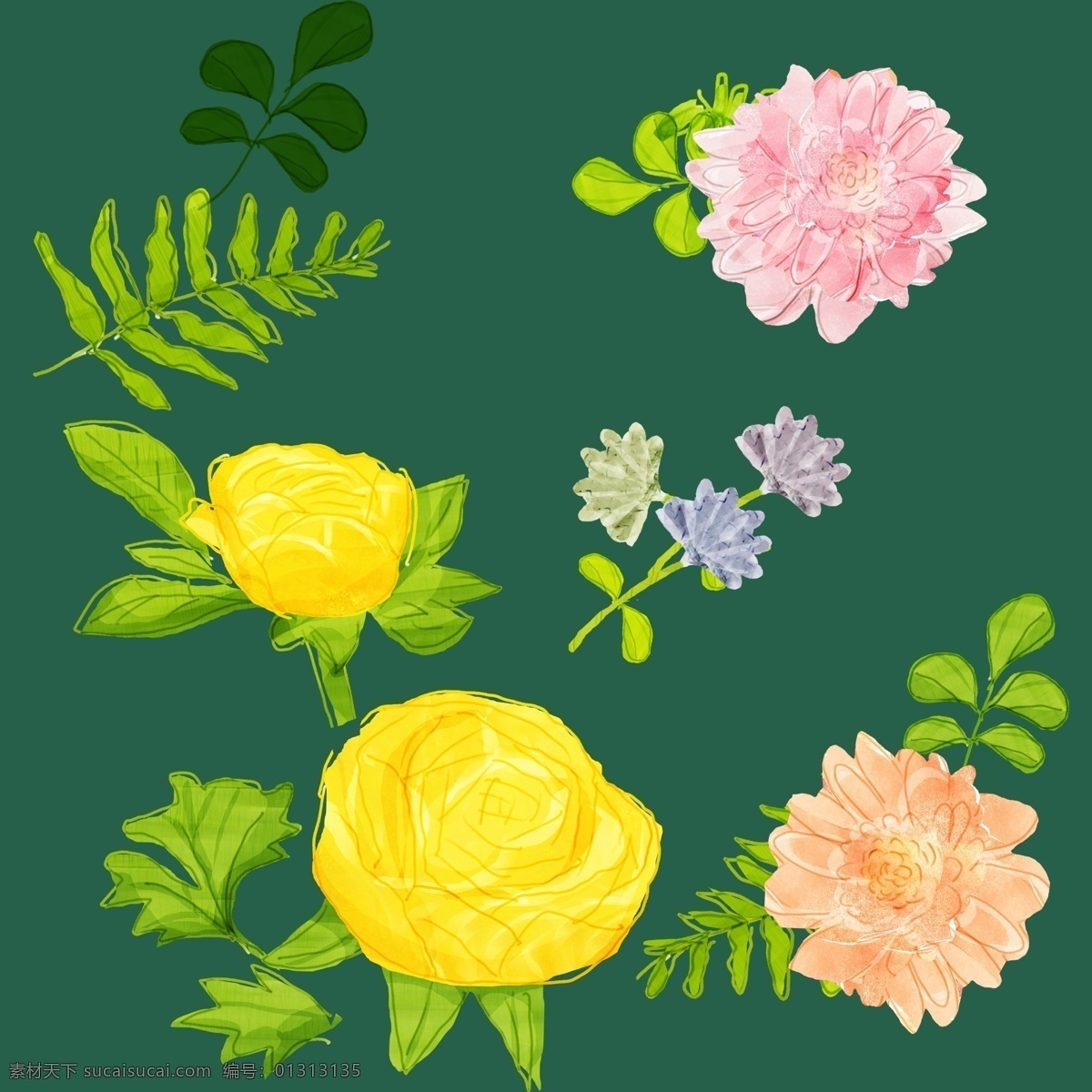 分层 草 复古 花朵 花纹 玫瑰 墨迹 牡丹 手绘 花朵素材下载 花朵模板下载 树木 水墨 中国风 盆栽 树叶 源文件 矢量图 花纹花边