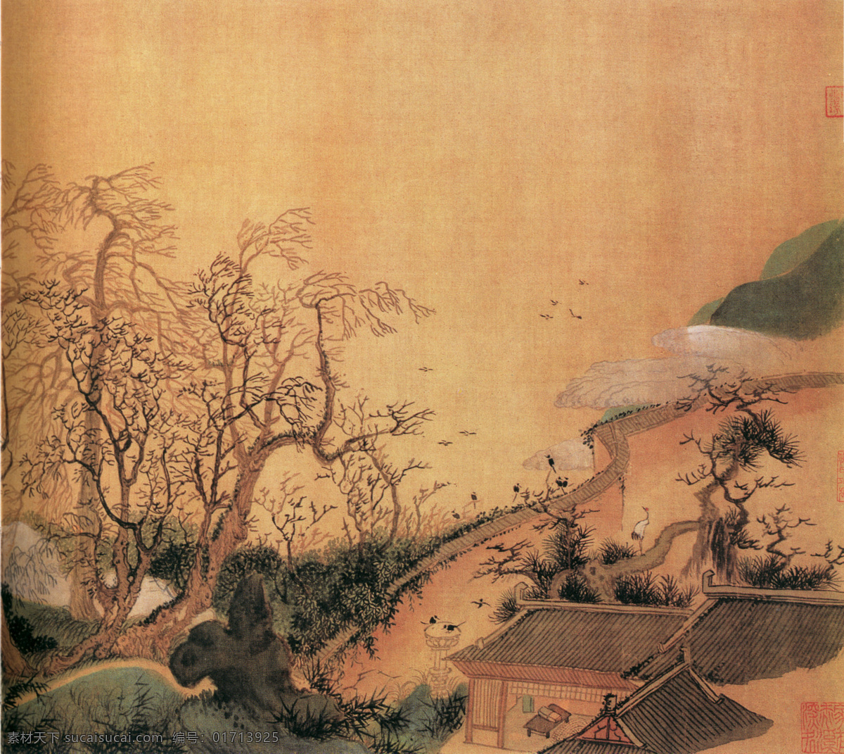 名家 吴 历 山水 名画 书画 兴福 感 旧 图 二 古画 卷 山水画 书画真迹 中国水墨画 名家吴历 绢本 设色 笔墨拙朴苍润 气韵沉厚 自成一格 文化艺术