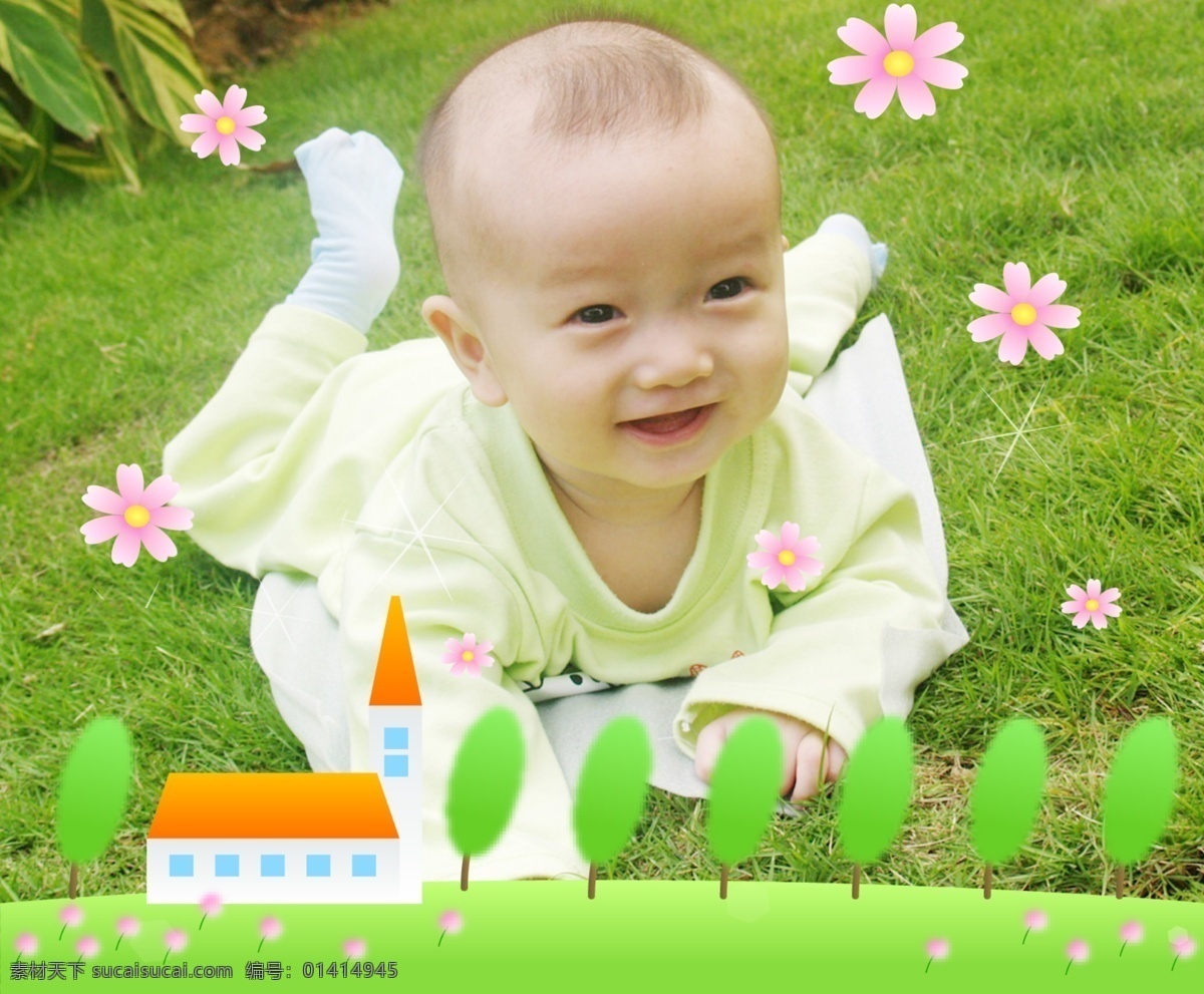 可爱 宝宝 模板 psd源文件 儿童 婚纱照 相册 艺术照 ps 摄影模板 绿野小精灵 婚纱 写真
