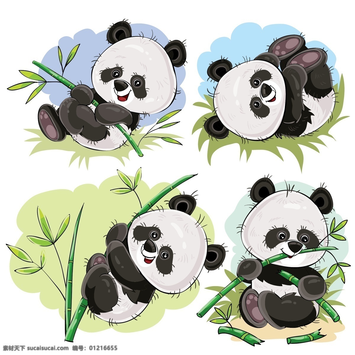 可爱 熊猫 竹子 手绘 矢量图 矢量 高清图片