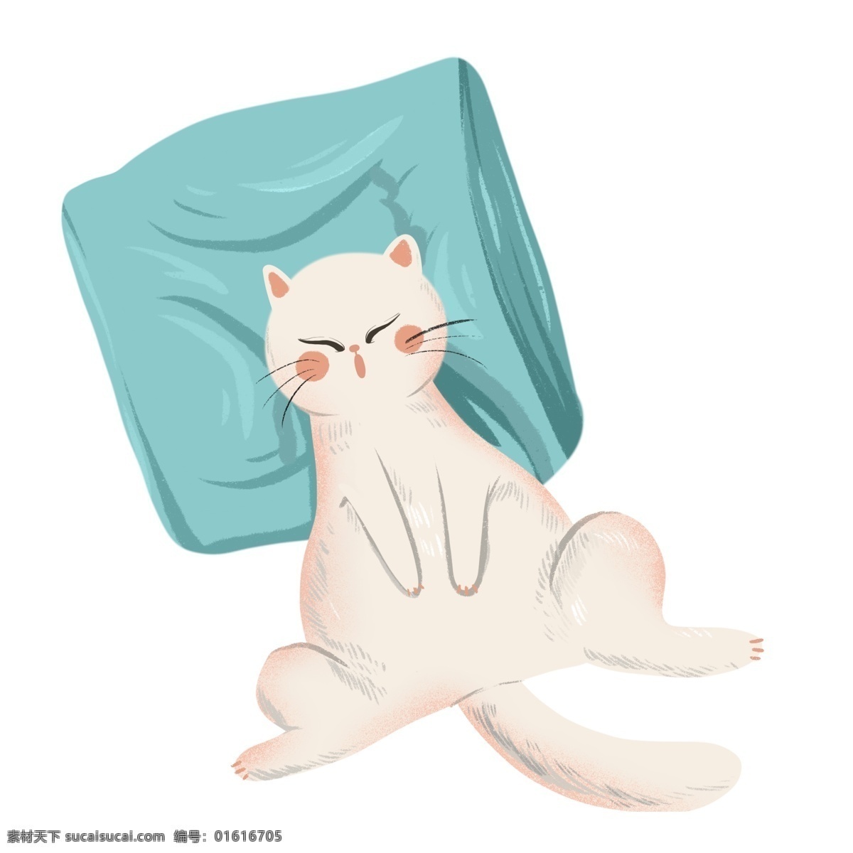 可爱 睡着 小 猫咪 免 抠 水彩 白色小猫 插画 透明素材 动物 装饰图案 宠物