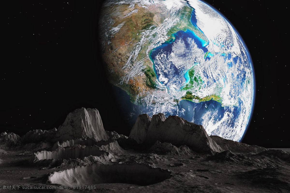 月球 上 看 地球 太空中的地球 宇宙 鸟瞰地球 地球图片 环境家居