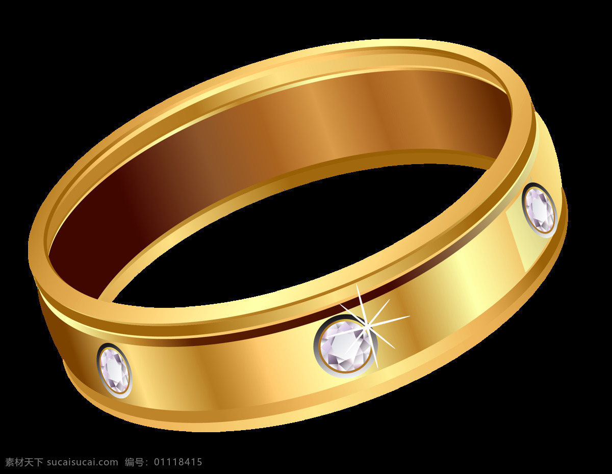 镶钻 黄金 戒指 元素 钻石 高贵大气 免 抠 透明