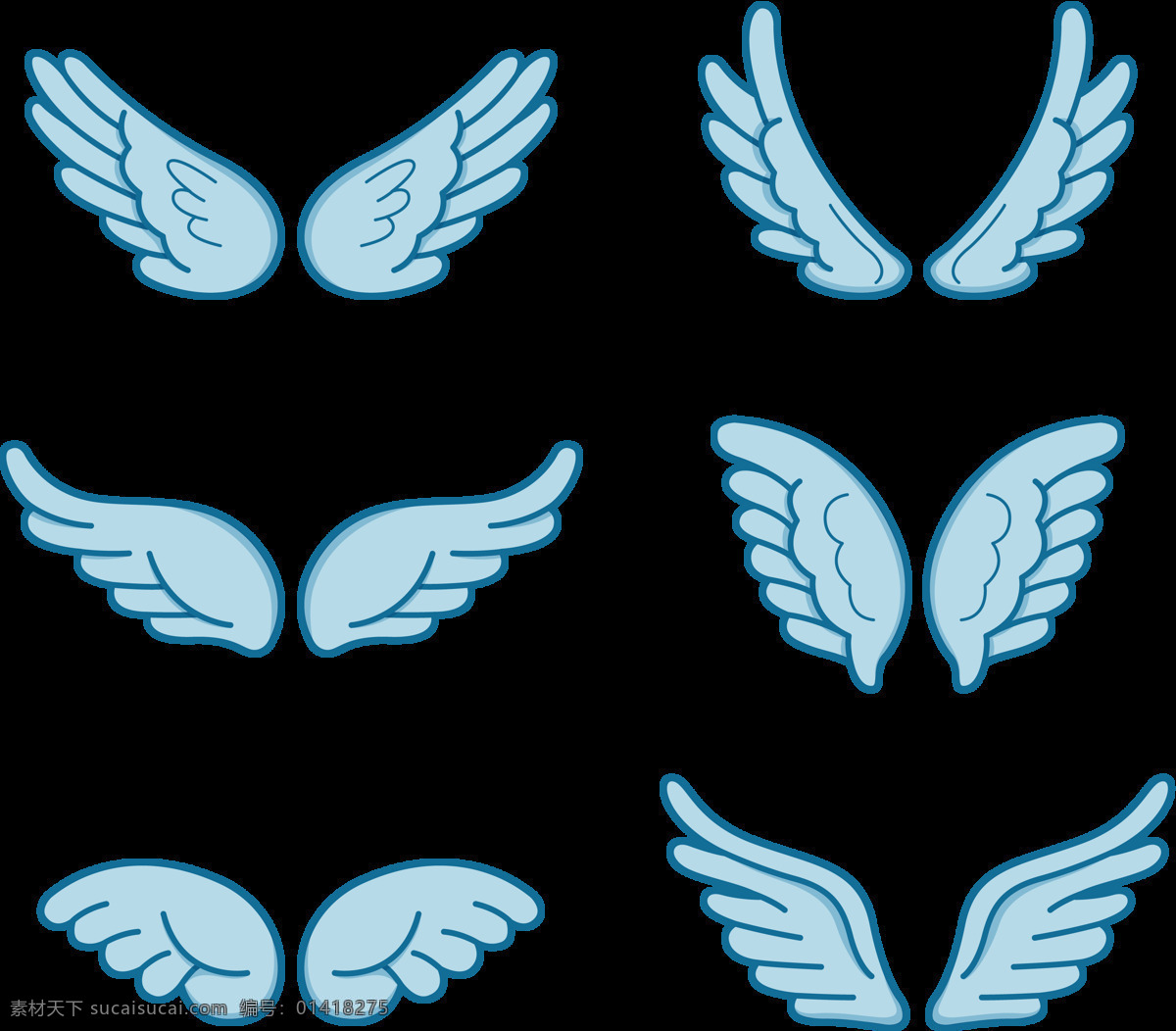 蓝色 调 可爱 翅膀 免 抠 透明 图 层 手绘翅膀 翅膀元素 小 天使 卡通翅膀 翅膀图片素材 纹身图案 翅膀素材 手绘翅膀图片