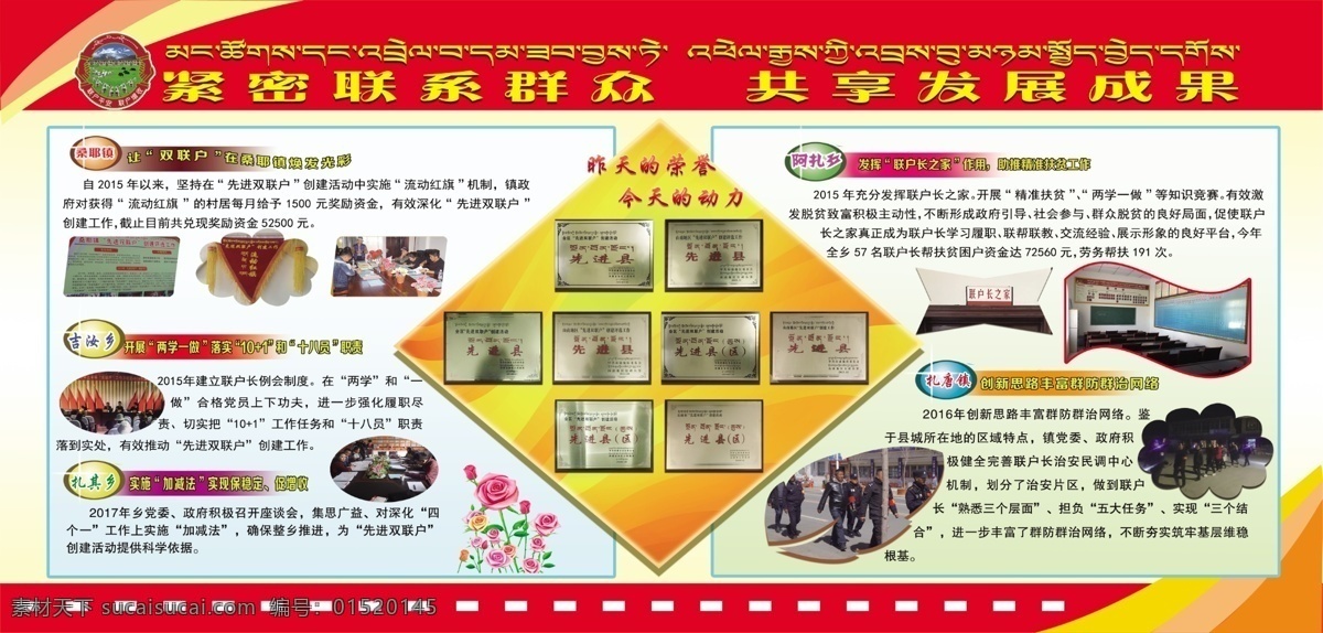党建 两学一做 双联户 红色 展板模板