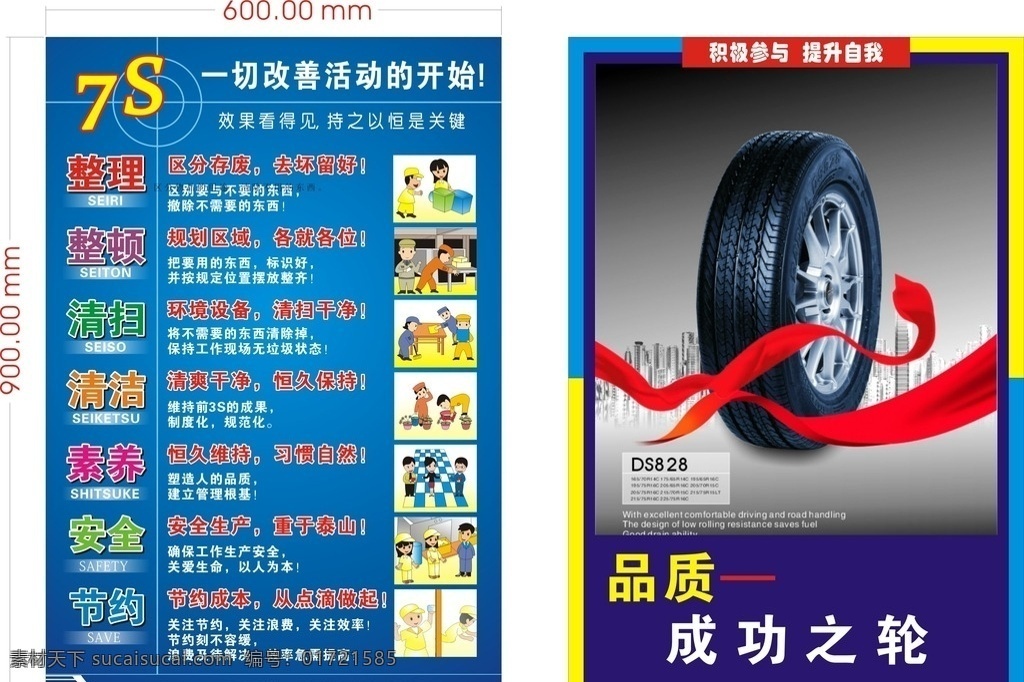 汽车轮胎 7s 管理 宣传 汽车 轮胎 车贴 车胎