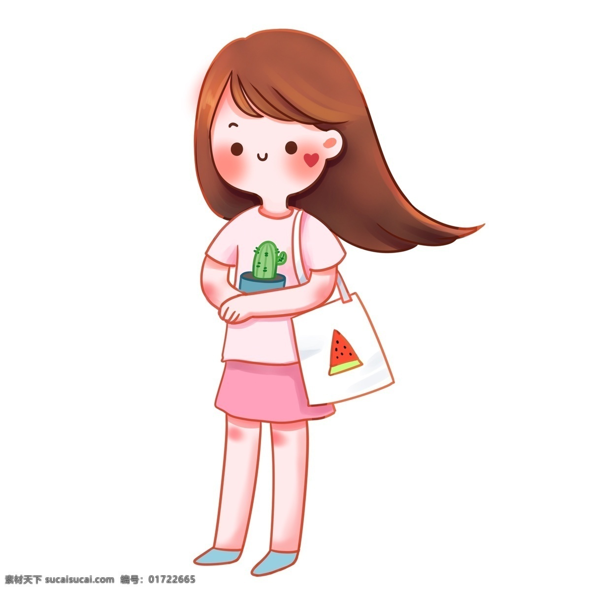 粉 裙子 小女孩 透明 人物插画 精致人物 手绘元素 卡通 时尚