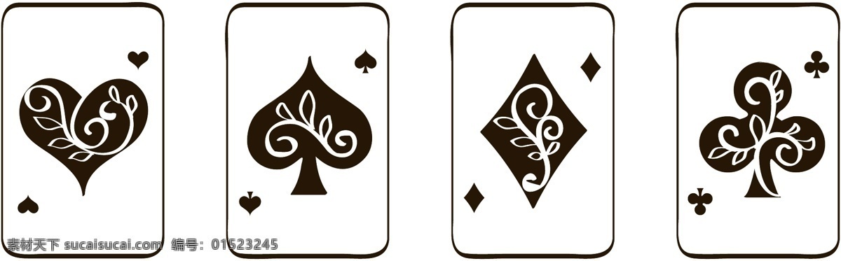 纸牌 扑克牌 扑克元素 扑克剪影 元素底纹 底纹边框 其他素材