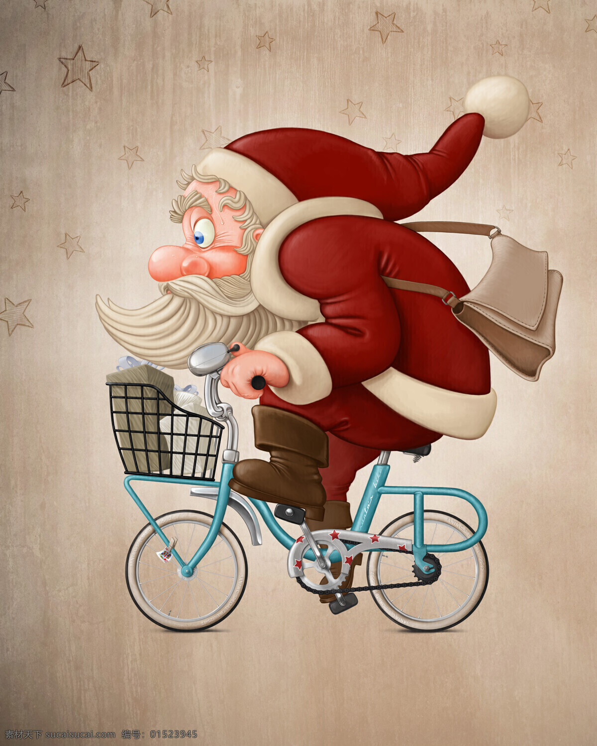 骑 自行车 圣诞老人 卡通画 骑自行车 圣诞节 节日 节日庆典 生活百科